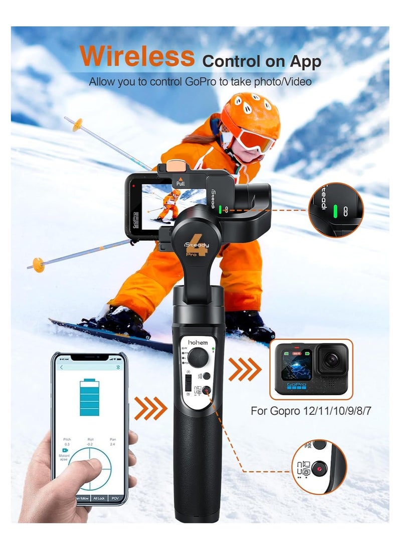 hohem - Hohem Official iSteady Pro 4 Gimbal for GoPro 11/10/9/8/7/6/5 DJI OSMO Insta360 One R Action Camera 3-Axis Handheld Stabilizer - Image 1