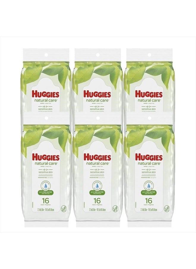 Huggies - Huggies Natural Care Fragrance Free Baby Wipes 16 Count (6 Pack) - Image 1