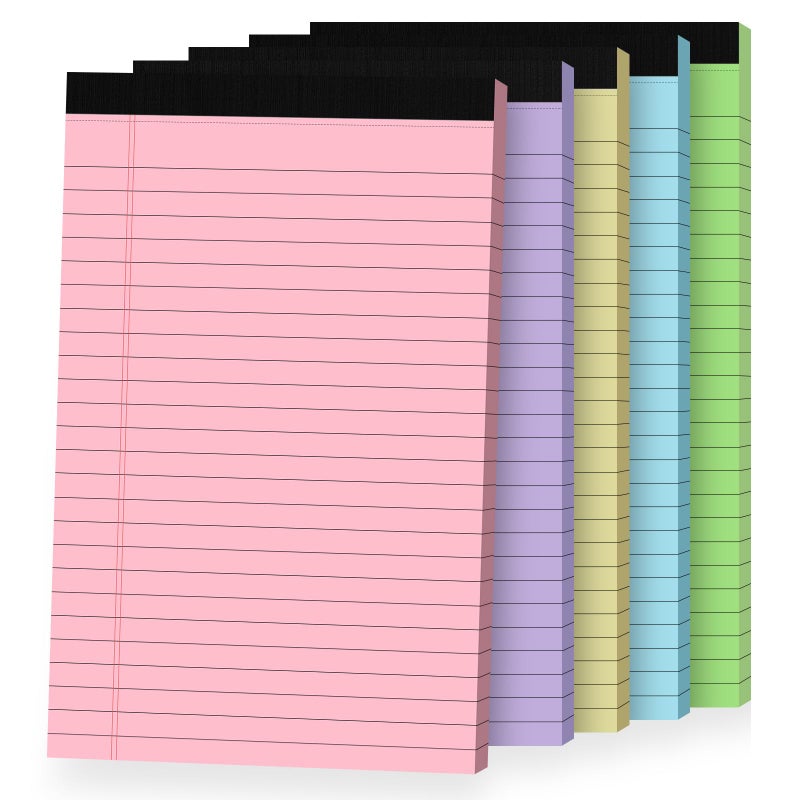 Ciphyfee 5pcs Small Note Pads, Colored Notepads 5x8 College Ruled Notebook, Writing Pads 5 x 8, Legal Pads, Pad Paper Perforate Notebooks for Work, Message, School, Office Supplies,30 Sheets/Pack - Image 1