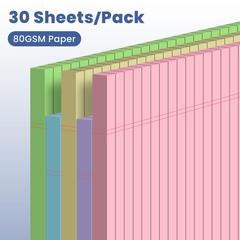 Ciphyfee 5pcs Small Note Pads, Colored Notepads 5x8 College Ruled Notebook, Writing Pads 5 x 8, Legal Pads, Pad Paper Perforate Notebooks for Work, Message, School, Office Supplies,30 Sheets/Pack - Image 3