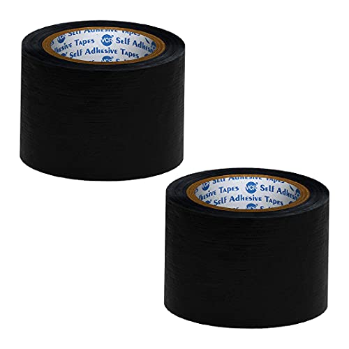 VCR Black Duct Tape - 18 Meters in Length 72mm / 3" Width - 2 Rolls Per Pack - Strong Book Binding Tape - Waterproof Heavy Duty Duct Tape - Image 1