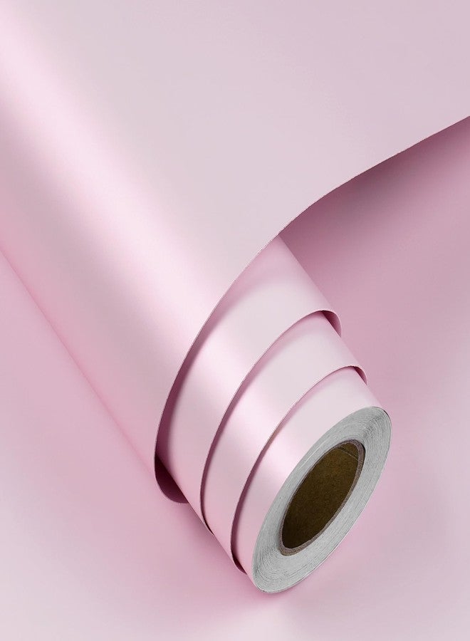 FunStick 15.8"x240" Satin Pastel Pink Contact Paper Peel and Stick Wallpaper Waterproof Pink Contact Paper for Kitchen Cabinets Countertops Appliances Fridge Vinyl Wrap Self Adhesive Shelf Liner Walls - Image 1