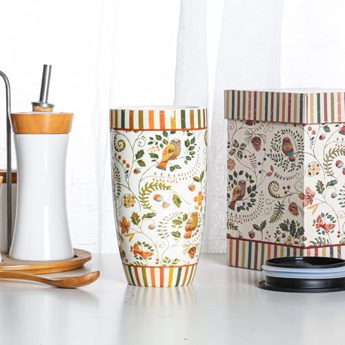 Topadorn 17 oz Tall Ceramic Travel Mugs Coffee Cup with Sealed Lid and Handle, Perfect for Coffee and Tea, Holiday Gift Her Him, Flower - Image 5