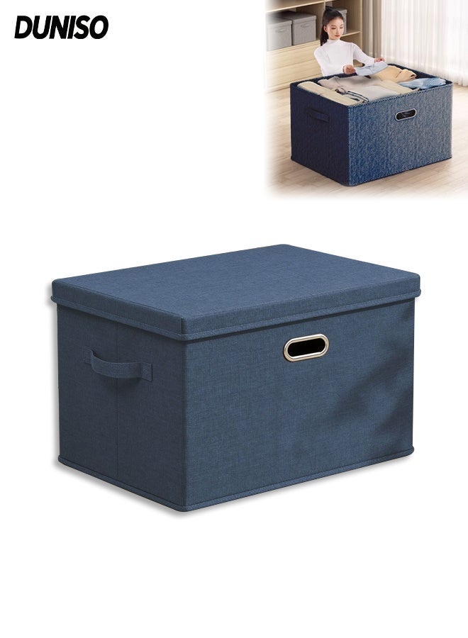 DUNISO Closet Storage Box with Lid and Handle,Stackable Wardrobe Clothes Organizer, Foldable Storage Bin,Sturdy and Durable,for Clothing, T-Shirt, Jeans, Sweaters, Toys & Books,50*35*31cm - Image 1