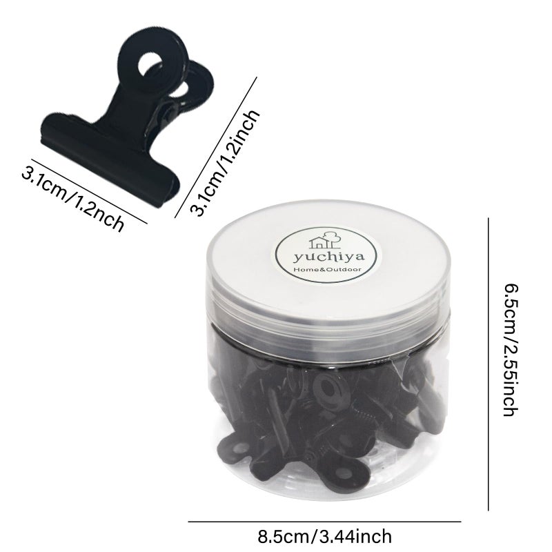 YUCHIYA 20 Pack Metal Clips with 20 Push-pins for Corkboard,Bulldog Clips for Hanging Pictures,Small Hinge Clips for Photos Crafts,Mini Binder Clips Paper File Clamps for Office(Black,1.2inch) - Image 5