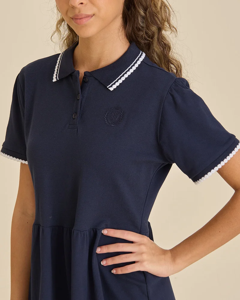 Redtag Senior Girls Navy Polo Dress