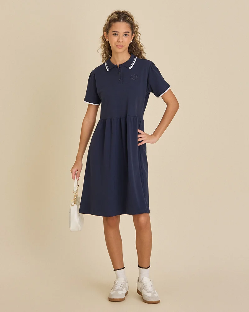 Redtag Senior Girls Navy Polo Dress