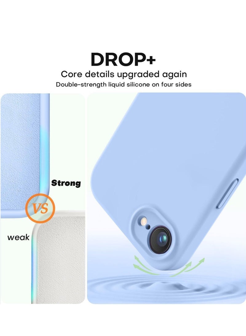 راكسوم جراب سيليكون سائل متوافق مع آيفون 16e (6.1 بوصة) - غطاء هاتف واقٍ ناعم مضاد للخدش والصدمات مع حماية للكاميرا، وبطانة من الألياف الدقيقة، وتصميم نحيف وخفيف الوزن ومتين، ومقبض مقاوم لبصمات الأصابع - أزرق سماوي - Image 4