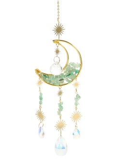 Excefore Healing Crystals Suncatcher, Moon Dreamcatcher, Hanging Crystals Dream Catcher, with Crystal Pendants Rainbow Maker, for Window, Garden, Home, Party Wedding  - Image 1
