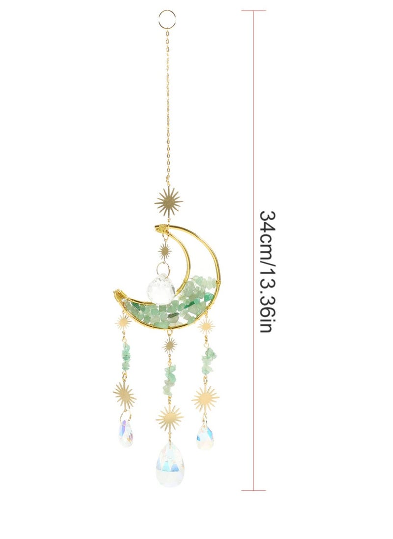 Excefore Healing Crystals Suncatcher, Moon Dreamcatcher, Hanging Crystals Dream Catcher, with Crystal Pendants Rainbow Maker, for Window, Garden, Home, Party Wedding  - Image 3
