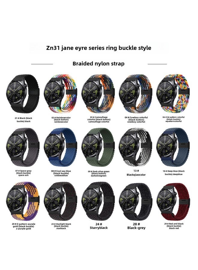 لساعة Huawei Watch Strap Gt4/Buds نايلون مضفر مشبك معدني حلقة 20 مم 22 مم حزام ساعة عالمي - اللون: 09 # أخضر زيتوني داكن (إبزيم أسود) - المواصفات: 20 مم - Image 3