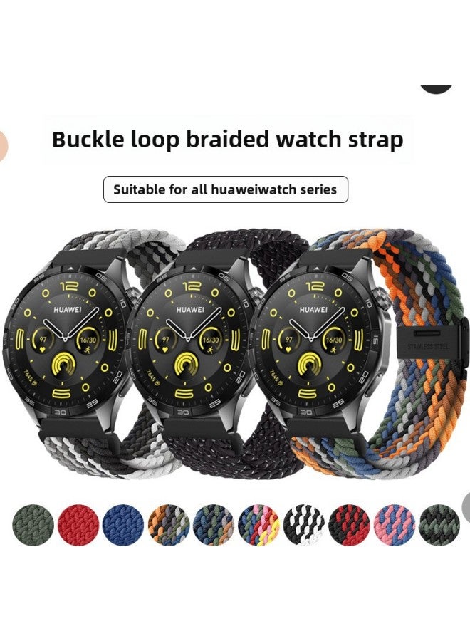 لساعة Huawei Watch Strap Gt4/Buds نايلون مضفر مشبك معدني حلقة 20 مم 22 مم حزام ساعة عالمي - اللون: 09 # أخضر زيتوني داكن (إبزيم أسود) - المواصفات: 20 مم - Image 2