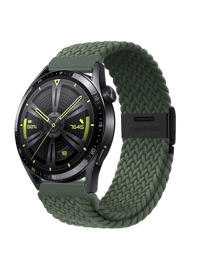 لساعة Huawei Watch Strap Gt4/Buds نايلون مضفر مشبك معدني حلقة 20 مم 22 مم حزام ساعة عالمي - اللون: 09 # أخضر زيتوني داكن (إبزيم أسود) - المواصفات: 20 مم - Image 1