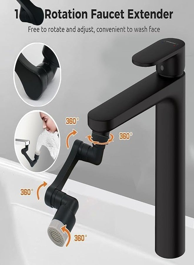 Alark 1080� Rotating Faucet Extender Aerator Big Angle Swivel Faucet Aerator Sink Attachment,Dual-function 2-Flow Sprayer,Matte Black Water Saving for Kitchen Bathroom Universal Splash Filter - Image 4