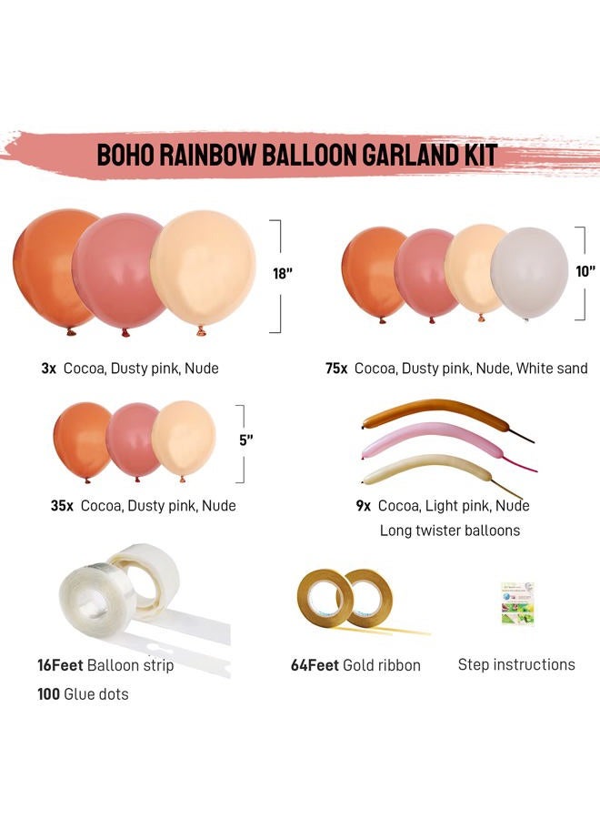 Haptda Boho Balloon Garland Blush Nude Dusty Pink Brown White Sand Long Twisting Balloons Arch Kit for Baby Shower Rainbow Birthday Party Decorations - Image 2