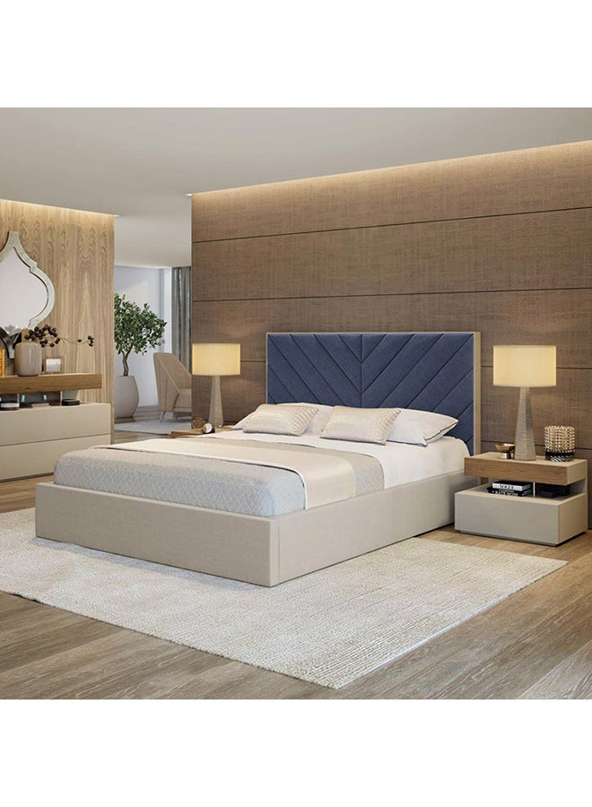 A to Z Furniture Fiza Channel Tufted Bed 180x200cm King size Bed in Blue Color 