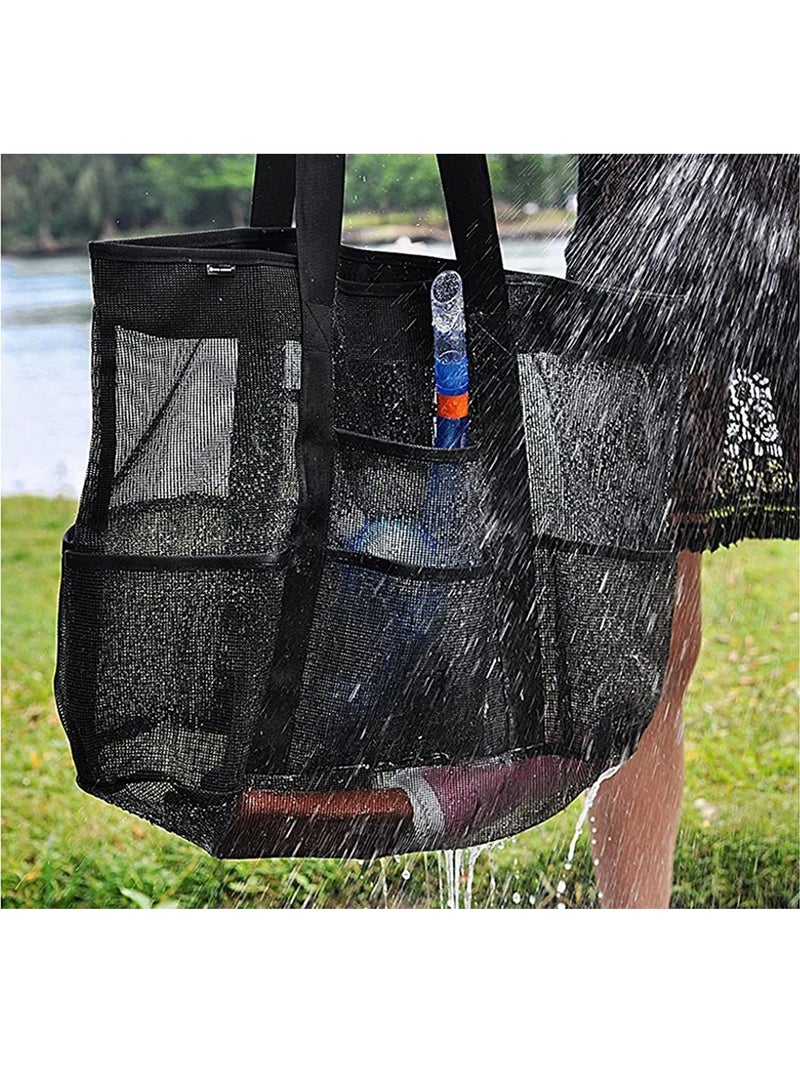 Mesh Beach Bag-Tote for Women 8 Pockets Large Beach Toy Bag  - Image 4