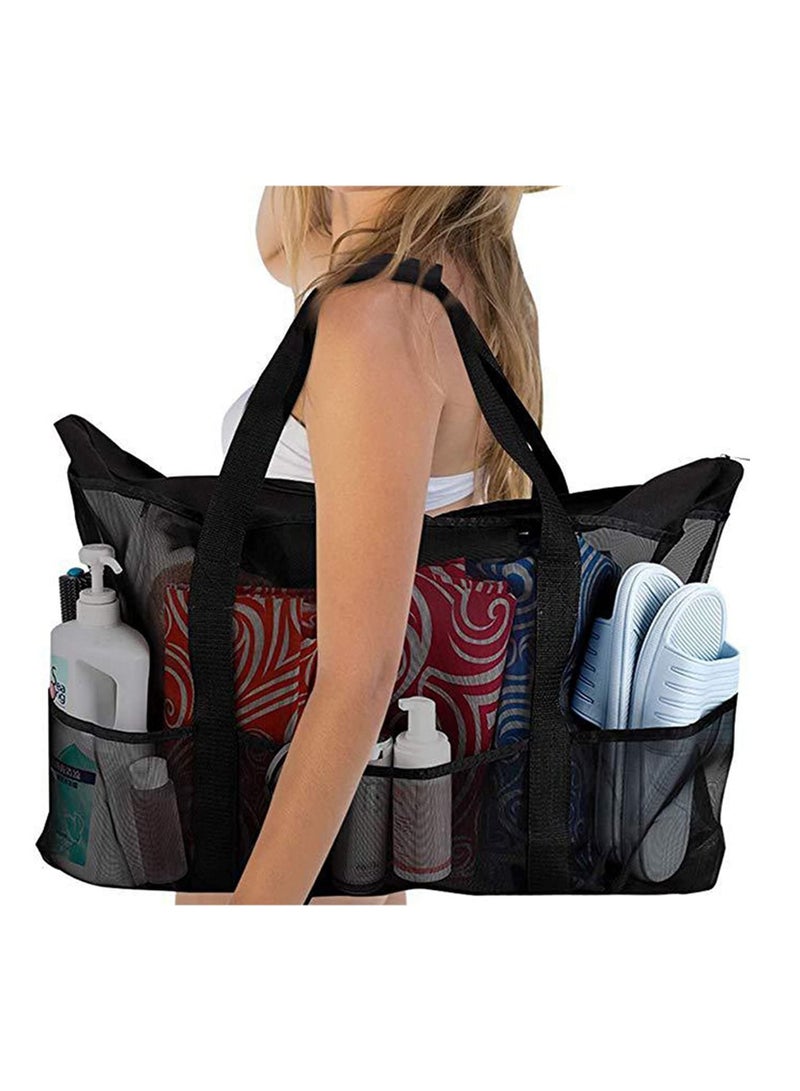 Mesh Beach Bag-Tote for Women 8 Pockets Large Beach Toy Bag  - Image 1