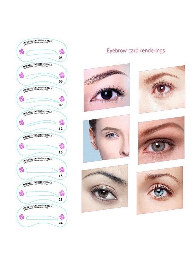Ant - 24-Piece Eyebrow Shaping Stencils, Reusable Eyebrow Template, Eyebrow Grooming Stencil Kit for DIY Tools Eyebrows Shaping - Image 1