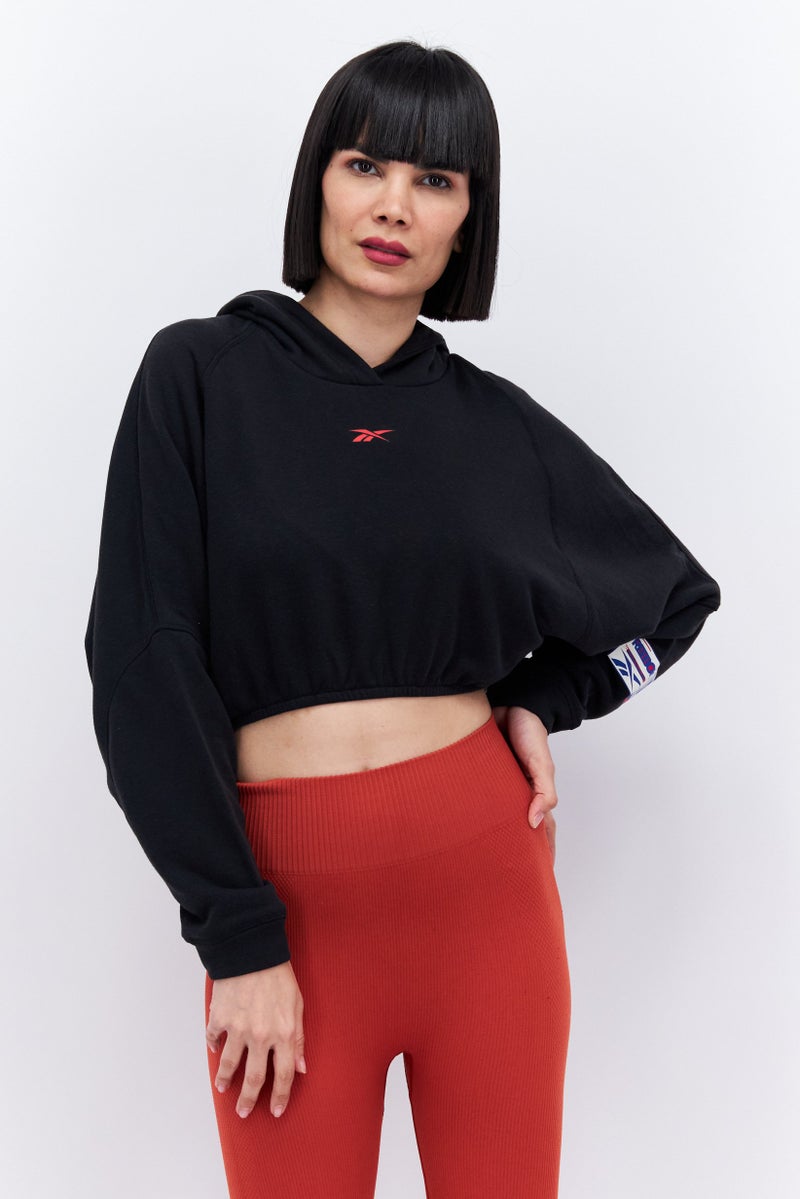 Reebok Women Sportswear Fit Brand Logo Outdoor Hoodies, Black - Image 1