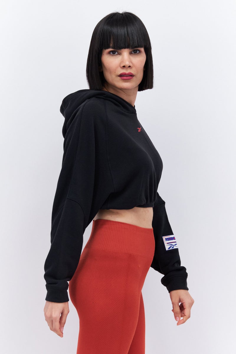 Reebok Women Sportswear Fit Brand Logo Outdoor Hoodies, Black - Image 3