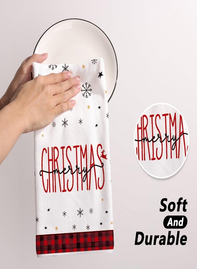 Siilues Christmas Kitchen Towels - 18x26 Inch Set of 2, Snowman Dish Towels Merry Christmas Decor Hand Towels Seasonal Winter Holiday Tree Decorations for Home Drying - Image 5