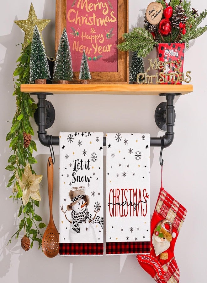 Siilues Christmas Kitchen Towels - 18x26 Inch Set of 2, Snowman Dish Towels Merry Christmas Decor Hand Towels Seasonal Winter Holiday Tree Decorations for Home Drying - Image 4