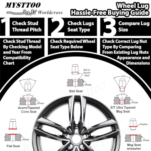 Mysttoo 5PCS M12x1.5 Wheel Studs Lug Stud Bolt Compatible with 1998-2021 Hyundai Sonata Elantra Tucson Santa Fe Accent Genesis Azera Kia Forte Optima Sportage Soul 610-568 51752-07000 - Image 4