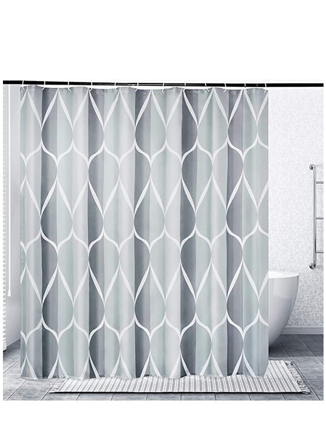 Grey Fabric Shower Curtain, Waterproof Design and Polyester, Shower Curtains Set for Bathroom W 72 x H 72, Durable and Washable with 12 Hooks - Image 1