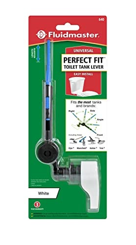 Fluidmaster 640 PERFECT FIT Universal Toilet Tank Flush Lever In White, Plastic Toilet Handle With Adjustable Arm - Image 1