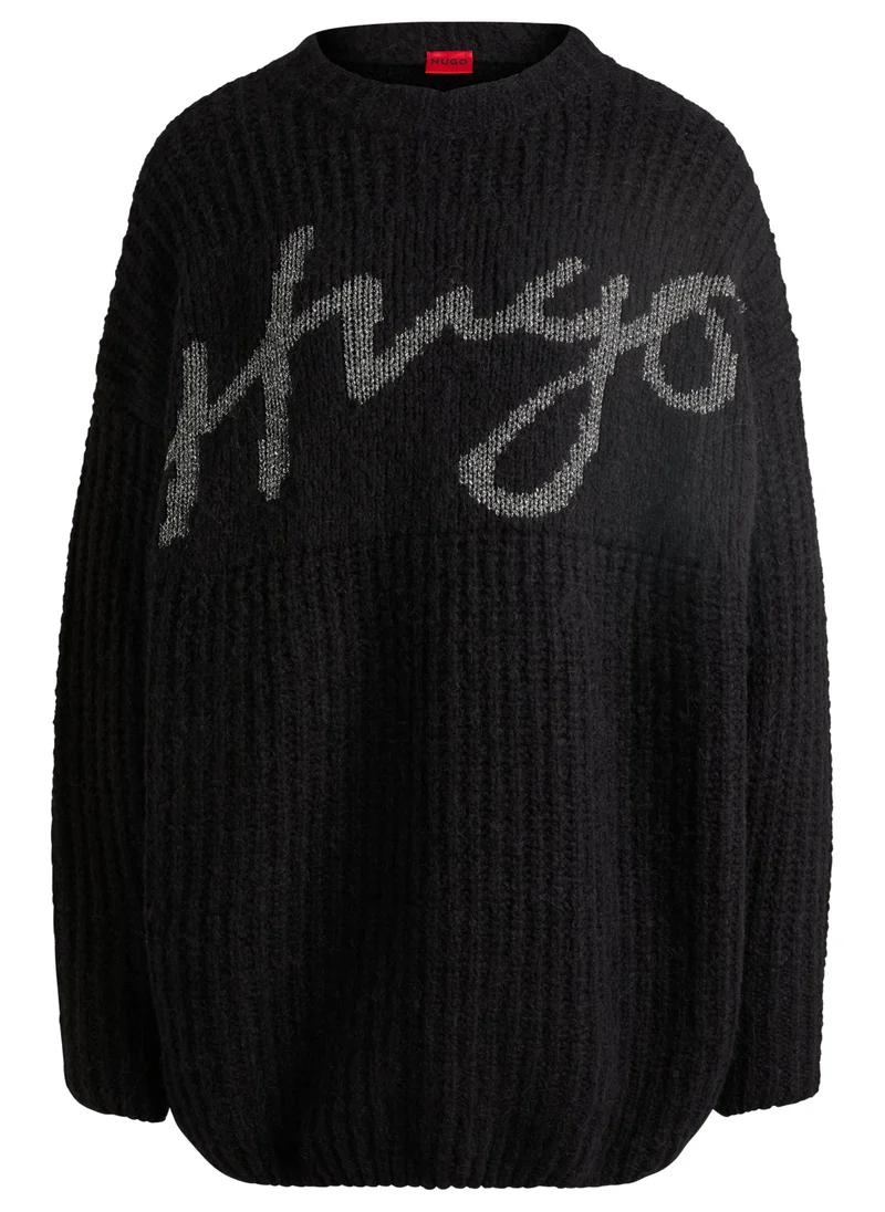 هوجو Oversized-fit sweater with sparkling handwritten logo