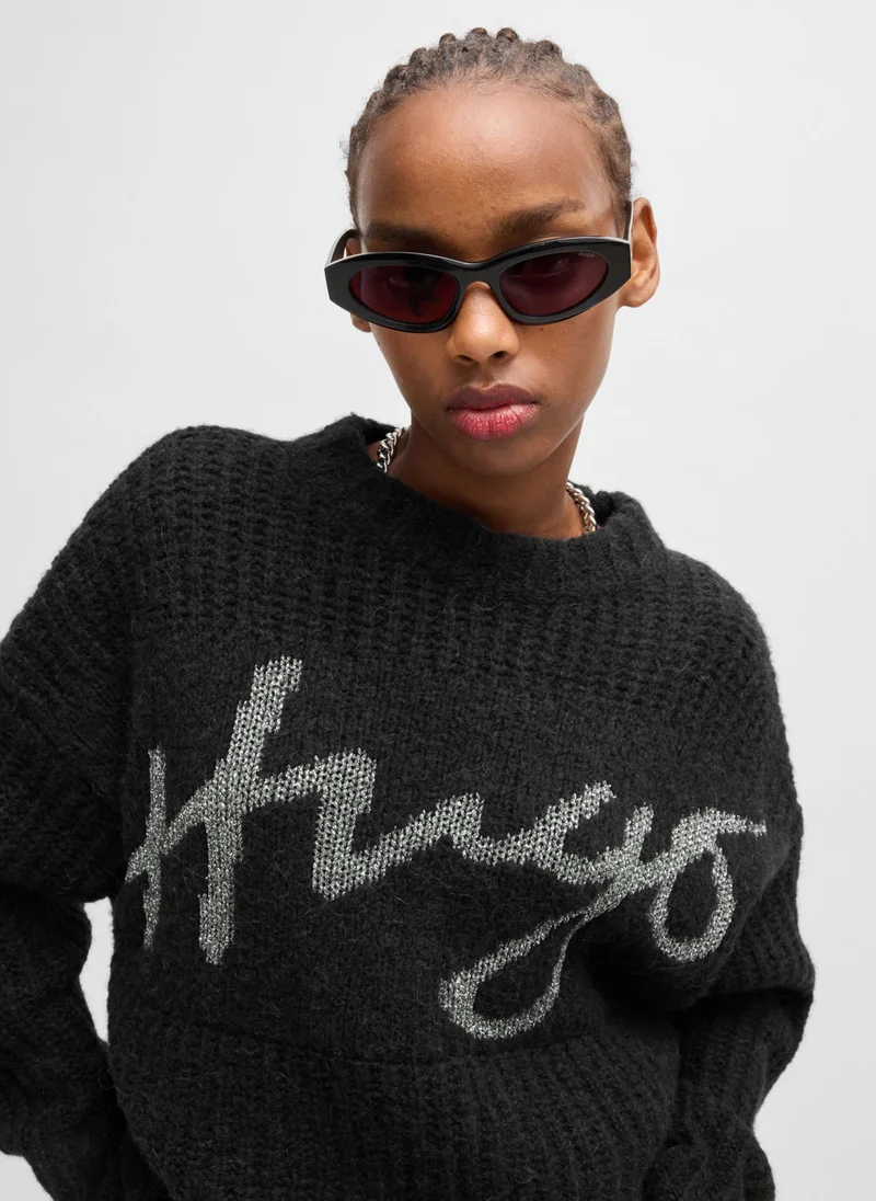 هوجو Oversized-fit sweater with sparkling handwritten logo