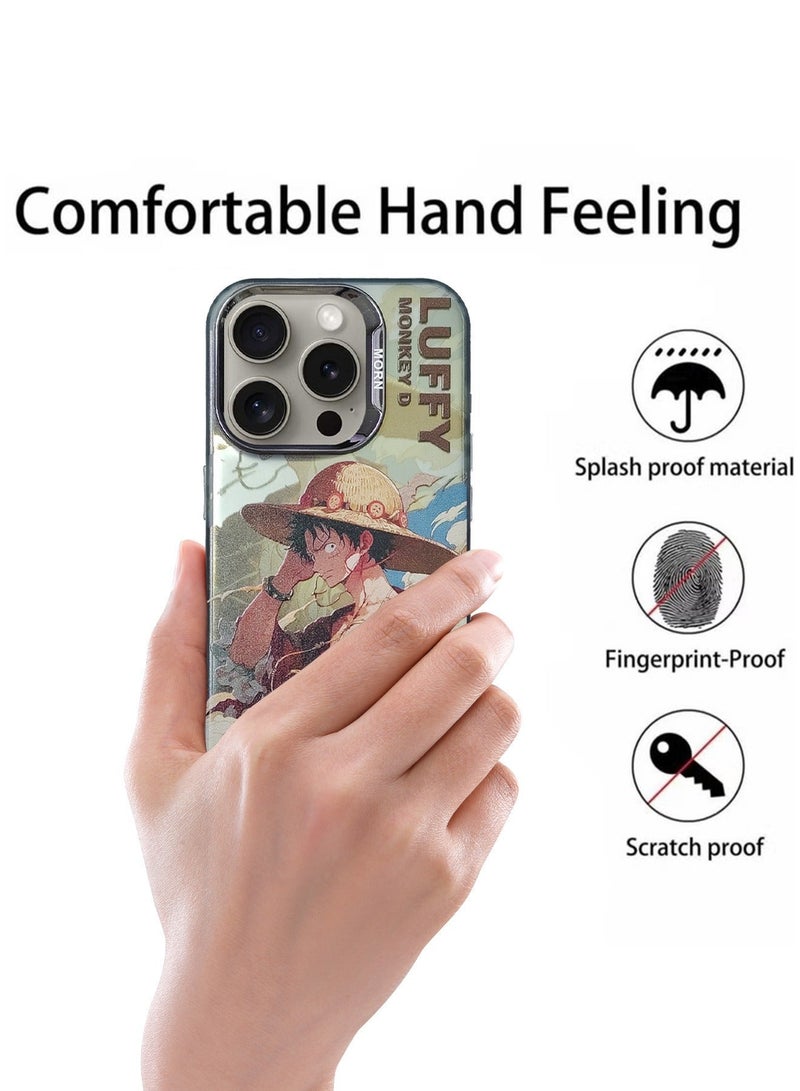 X-level iPhone 15 Pro Protective Case Cover PC Hard Phone with Anime One Piece Luffy pattern, Anti-Scratch Shockproof Protective iPhone 15 Pro Mobile Accessories Protector for Women Men - Image 4