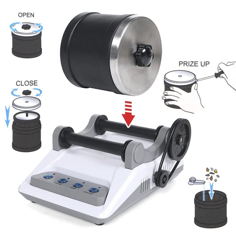Zcvtbye Rock Tumbler KitRock Polisher for Kids AdultsIncludes 2 BeltsBag of Rough Stones4 Coarse GrindingFinely GroundPolishing Grits - Image 4