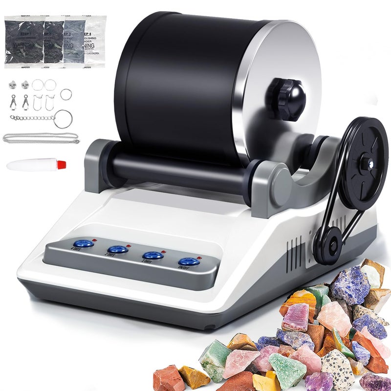 Zcvtbye Rock Tumbler KitRock Polisher for Kids AdultsIncludes 2 BeltsBag of Rough Stones4 Coarse GrindingFinely GroundPolishing Grits - Image 2