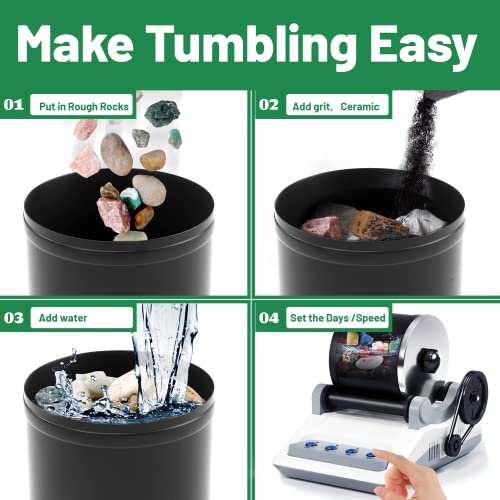Zcvtbye Rock Tumbler KitRock Polisher for Kids AdultsIncludes 2 BeltsBag of Rough Stones4 Coarse GrindingFinely GroundPolishing Grits - Image 3