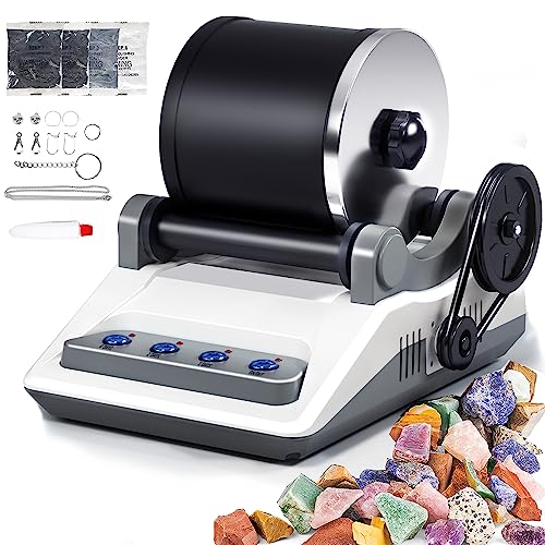 Zcvtbye Rock Tumbler KitRock Polisher for Kids AdultsIncludes 2 BeltsBag of Rough Stones4 Coarse GrindingFinely GroundPolishing Grits - Image 1