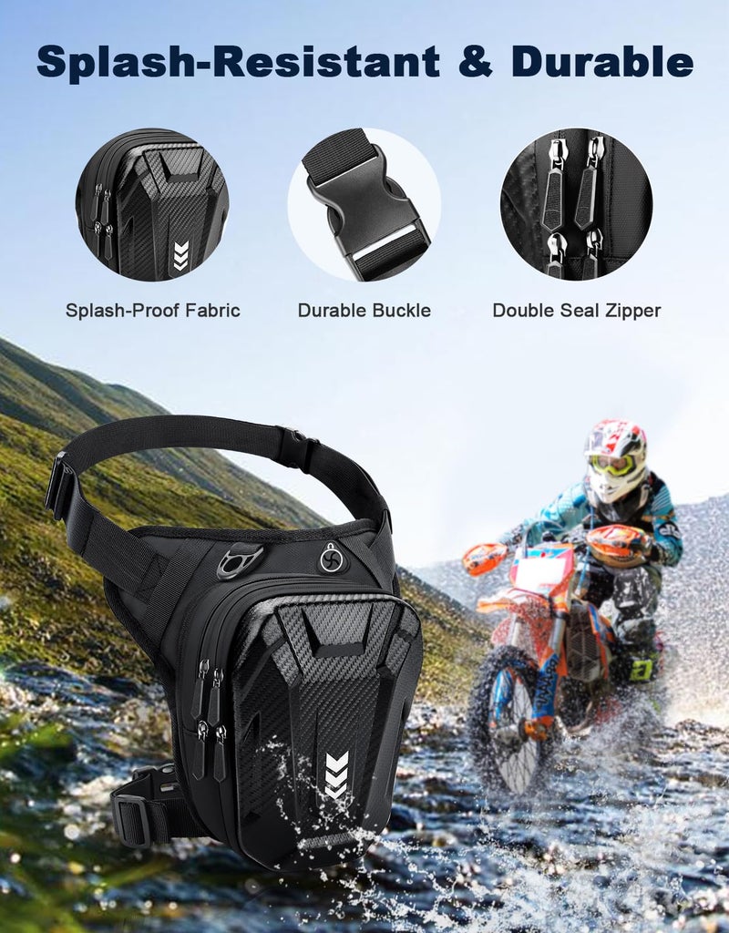 ISEYOU Thigh Bag, Drop Leg Bag for Women Men, Motorcycle Leg Bag with Leg Strap, Expandable Storage Tank Bags, Leg Fanny Pack for Racing Bike Cycling Horse Riding Hiking Camping Fishing Travel Outdoor - Image 2
