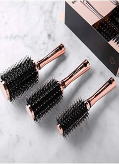 FoxyBae Round Hair Brush Set Rose Gold Hair Detangler Brush For Women, Men, Kids Professional Hair Volumizer Brushes With Vented Barrel Nylon & Boar Bristles Hair Styling Brush  - Image 4