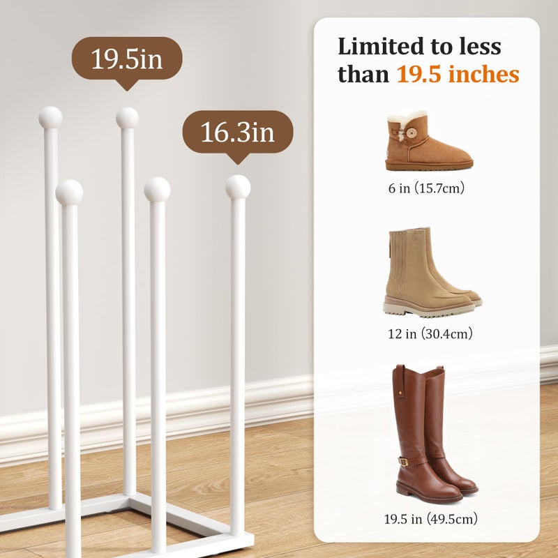 pickpiff Free Standing Shoe Racks - 19.5 Inch White Metal Boot Rack Organizer Tall Boots for Dorm Room, Closet, Entryway, Bedroom, Patio Outdoor, Hallway, White, Shoe Storage Fit for 8 Pairs - Image 3