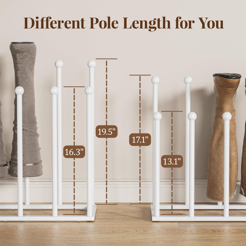 pickpiff Free Standing Shoe Racks - 19.5 Inch White Metal Boot Rack Organizer Tall Boots for Dorm Room, Closet, Entryway, Bedroom, Patio Outdoor, Hallway, White, Shoe Storage Fit for 8 Pairs - Image 4