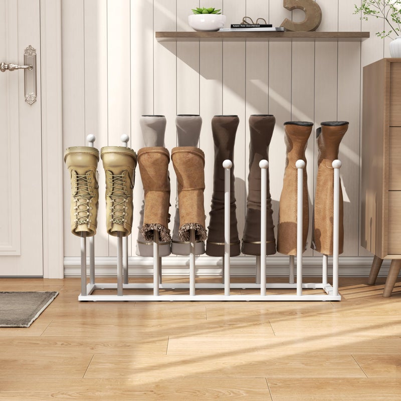 pickpiff Free Standing Shoe Racks - 19.5 Inch White Metal Boot Rack Organizer Tall Boots for Dorm Room, Closet, Entryway, Bedroom, Patio Outdoor, Hallway, White, Shoe Storage Fit for 8 Pairs - Image 5