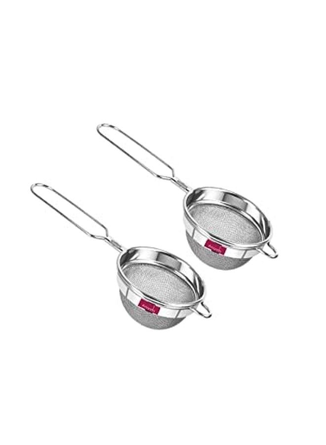 Amanda Stainless Steel Tea/Coffee Strainer, Chalni |Set of 2 pcs | Premium 304 Stainless Steel | (Size no 3 (8.3 cm Diameter)) - Image 1