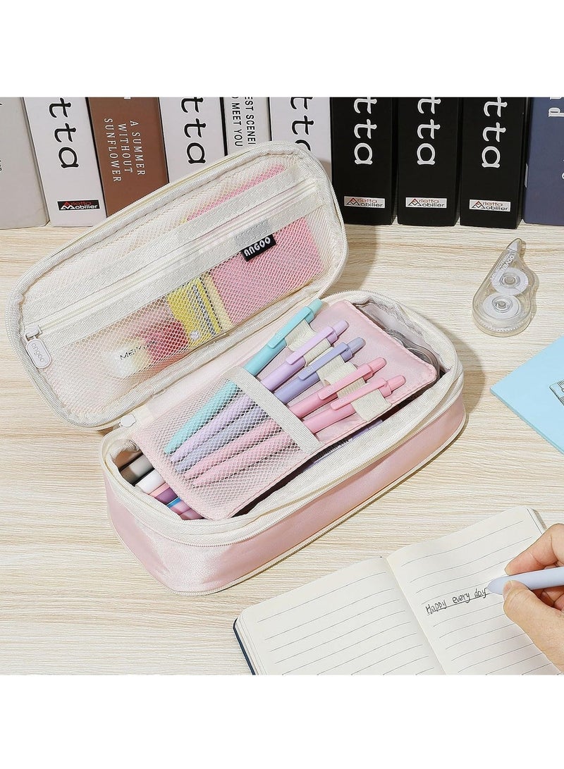 MUMO Large Capacity  Pencil Case, Aesthetic Pencil Case With Zipper, Cute Pencil Case Stationery Organizer, Suitable For Office/School Supplies, Back To School Gifts, Pink - Image 2