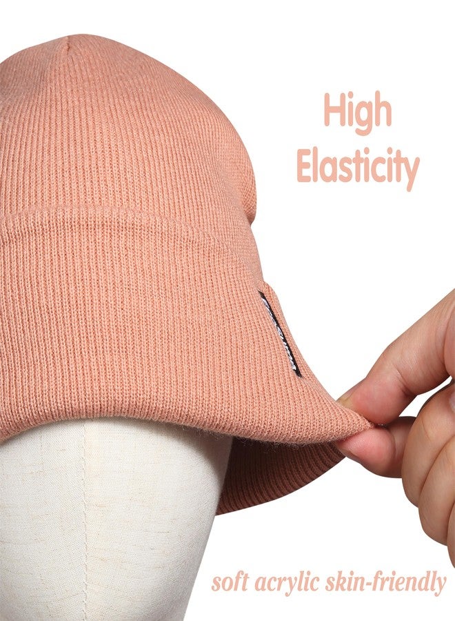 ECOSUMA Toddler Knit Beanie 3-8T White/Peach Fuzz 2 Pack - Image 3