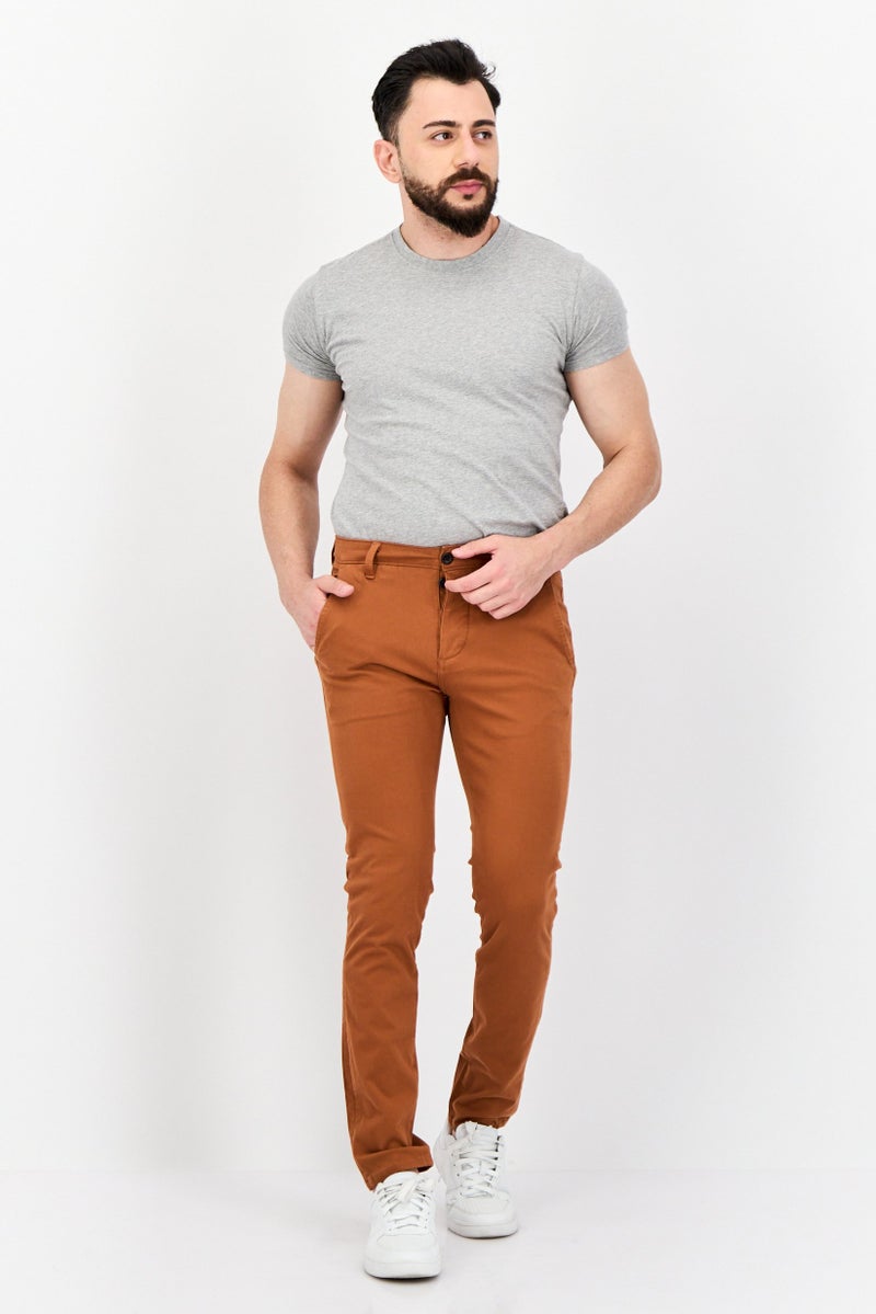 DOCKERS Men Skinny Fit Solid Stretchable Chino Pants, Dark Rust  - Image 3