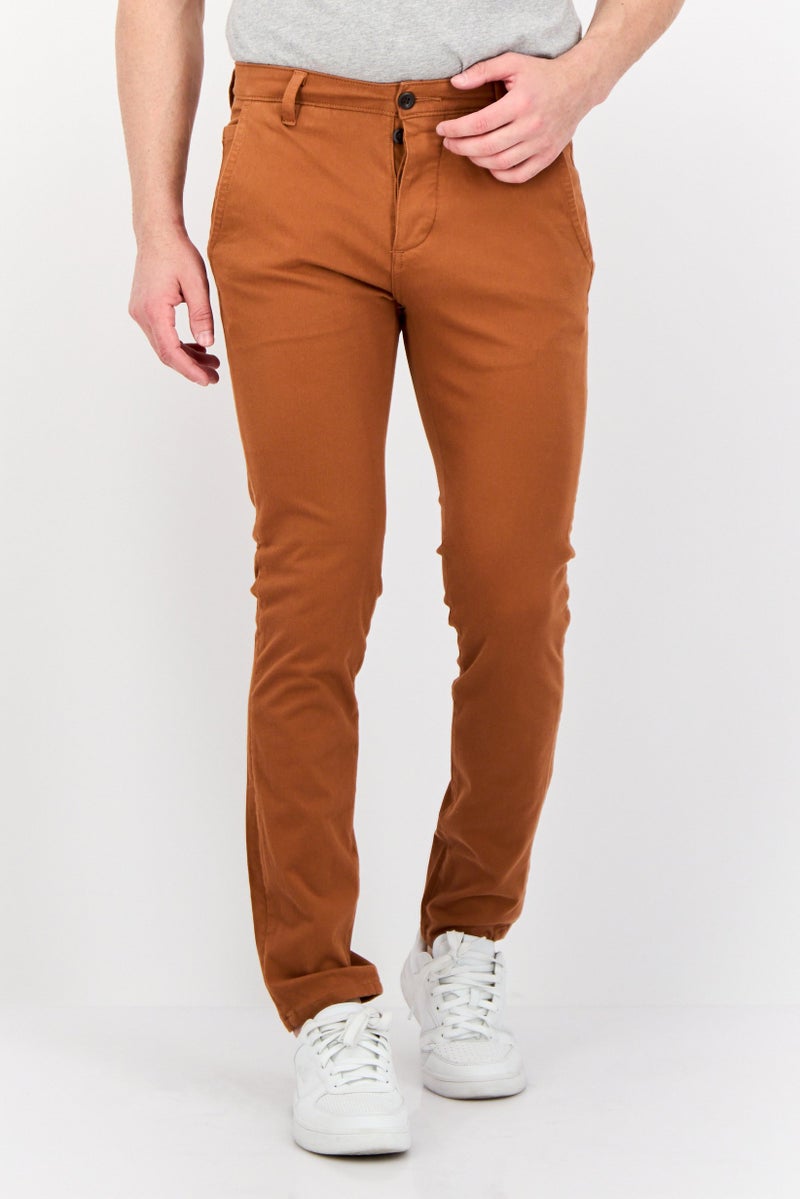 DOCKERS Men Skinny Fit Solid Stretchable Chino Pants, Dark Rust  - Image 1