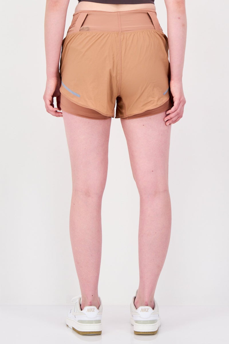 Adidas Women Regular Fit 4 Inseam Running Shorts, Brown - Image 3