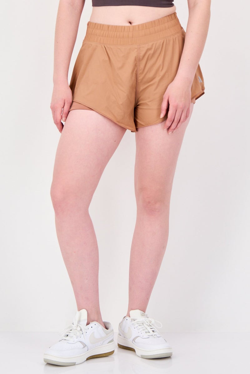 Adidas Women Regular Fit 4 Inseam Running Shorts, Brown - Image 1