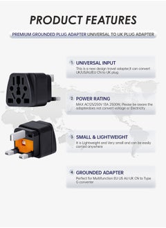 World to UK Travel Adapter (3-Pack, Black) - Universal 3-Prong Power Converter, Transforms US/JP/AU/EU/CN plugs to UK - Grounded, Safe & Compact for All Devices, Includes 13A Fuse + 2 Spares - pzsku/Z19E21465A2E1B7BC8D7AZ/45/_/1732347027/a5c25639-22b7-4db6-92af-77aece31ed83